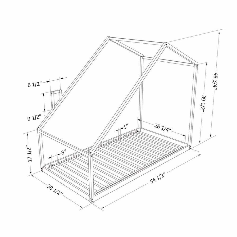 Sweedi - House Bed with Chimney for Baby - White