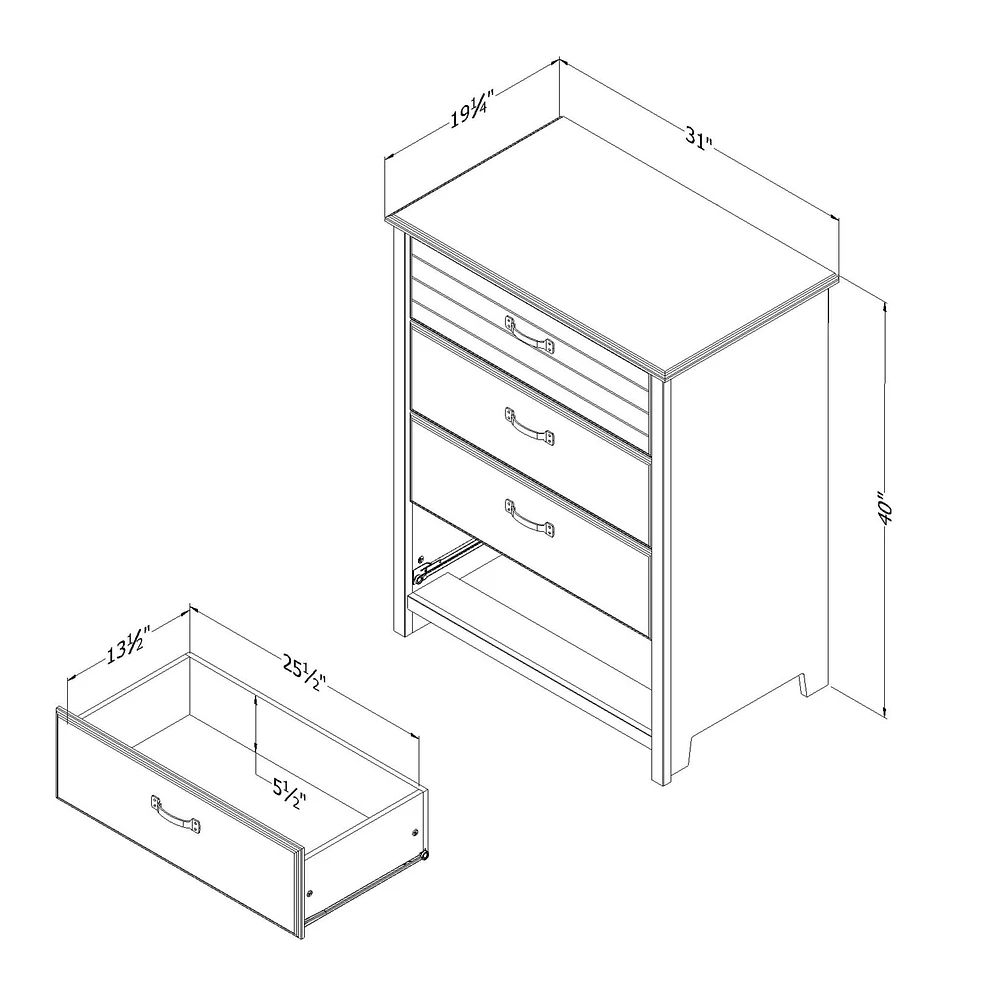 Commode 4 Tiroirs - Ulysses Chêne Hivernal