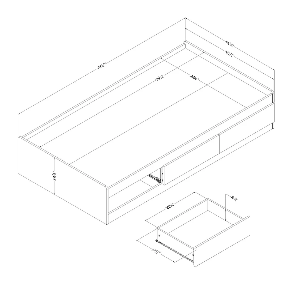 Twin Mates Bed - Hazen White Pine