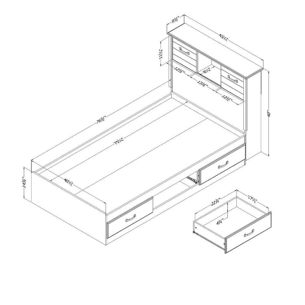 Twin Bed and Headboard Set - Ulysses Fall Oak