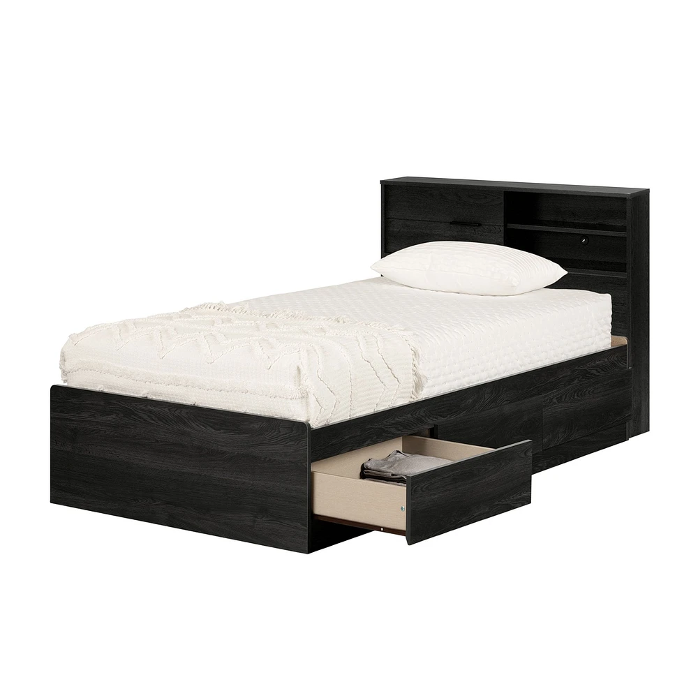 Twin Bed and Headboard Set - Fynn Gray Oak