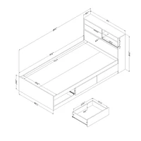 Twin Bed and Headboard Set - Fynn Gray Oak