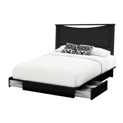 Ensemble Lit Double / Grand et tête de lit - Step One Noir solide