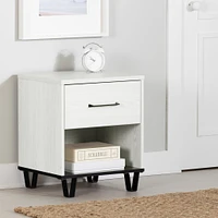 1-Drawer Nightstand - Arlen White Pine and Black Matte