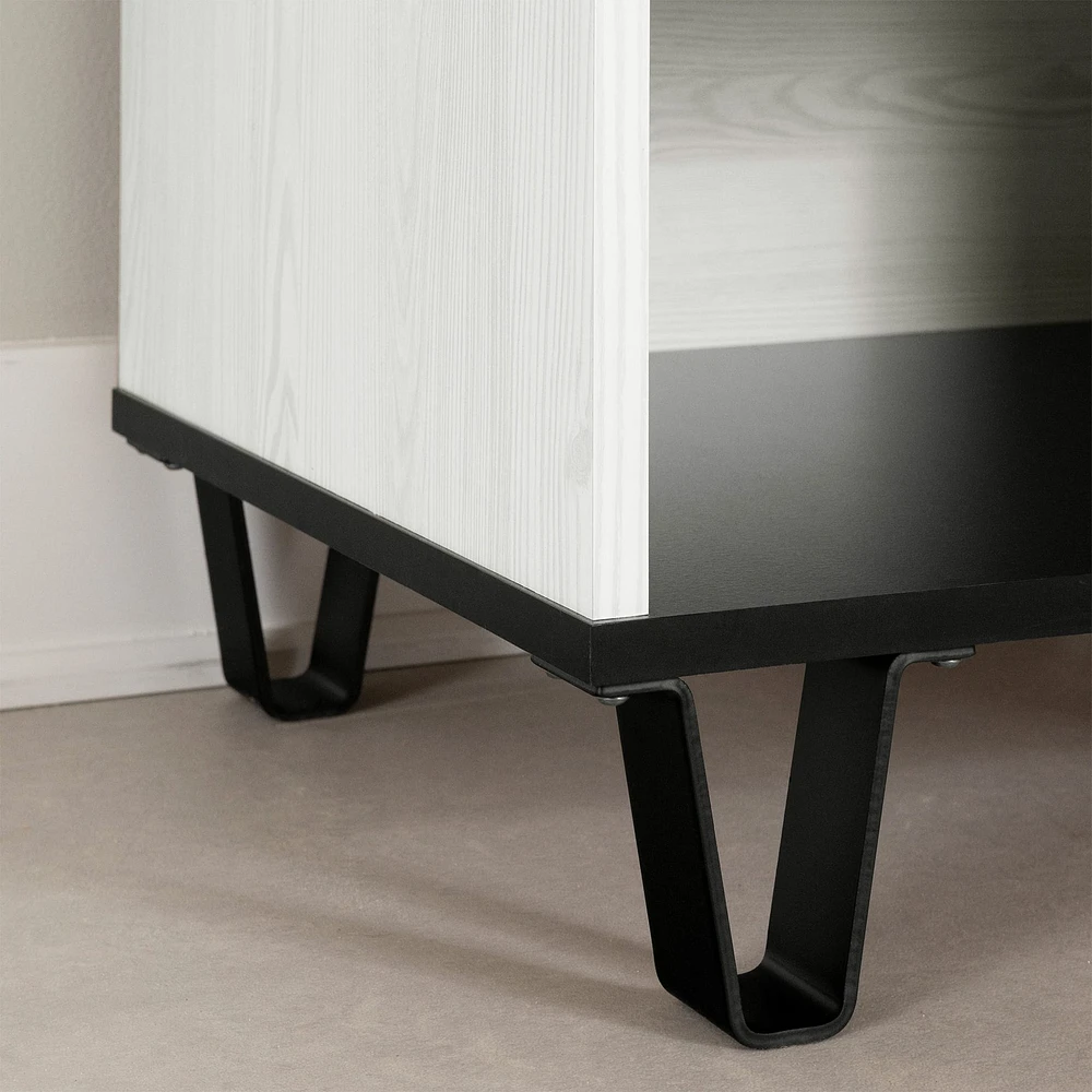1-Drawer Nightstand - Arlen White Pine and Black Matte