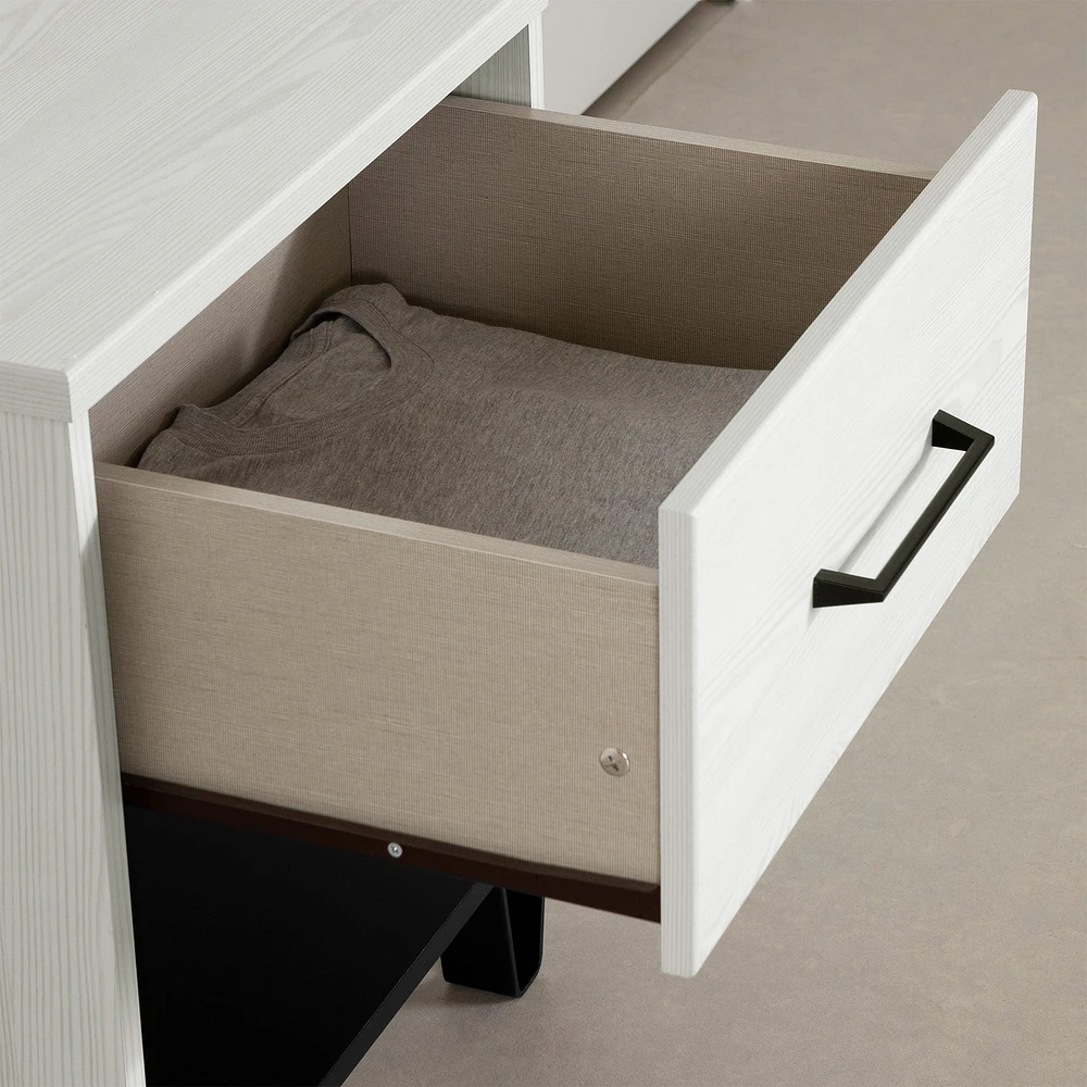 1-Drawer Nightstand - Arlen White Pine and Black Matte