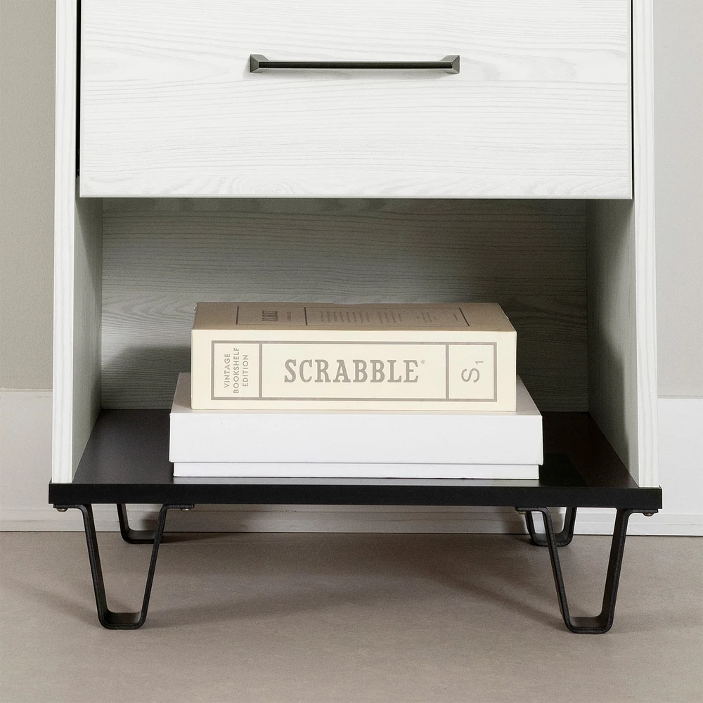 1-Drawer Nightstand - Arlen White Pine and Black Matte