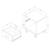 1-Drawer Nightstand - Arlen White Pine and Black Matte