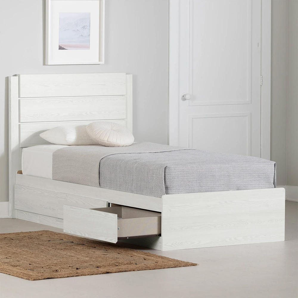 Twin Bed and Headboard Set - Arlen White Pine
