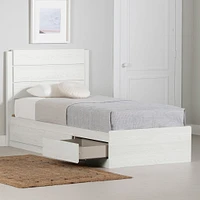 Twin Bed and Headboard Set - Arlen White Pine