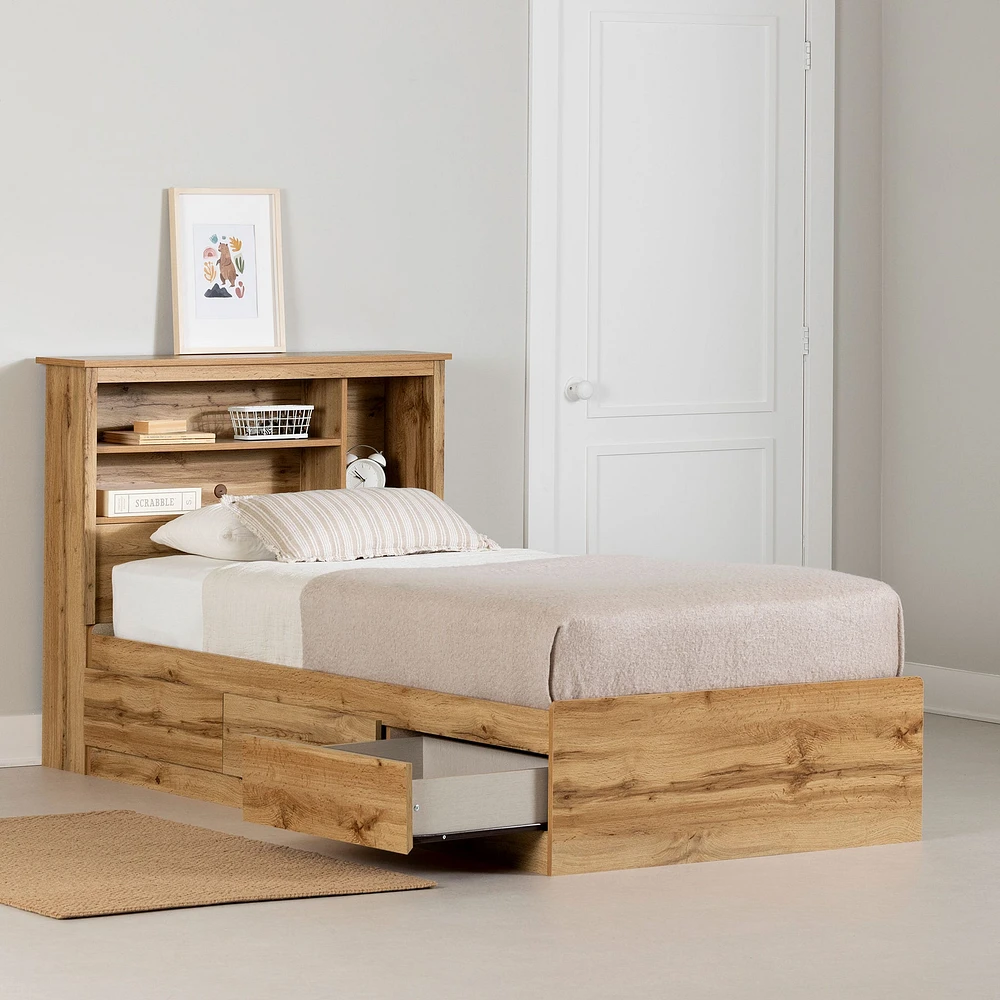 Twin Bed and Headboard Set - Tassio Nordik Oak
