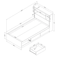 Twin Bed and Headboard Set - Tassio Nordik Oak