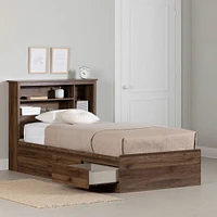 Twin Bed and Headboard Set - Yodi Natural Walnut