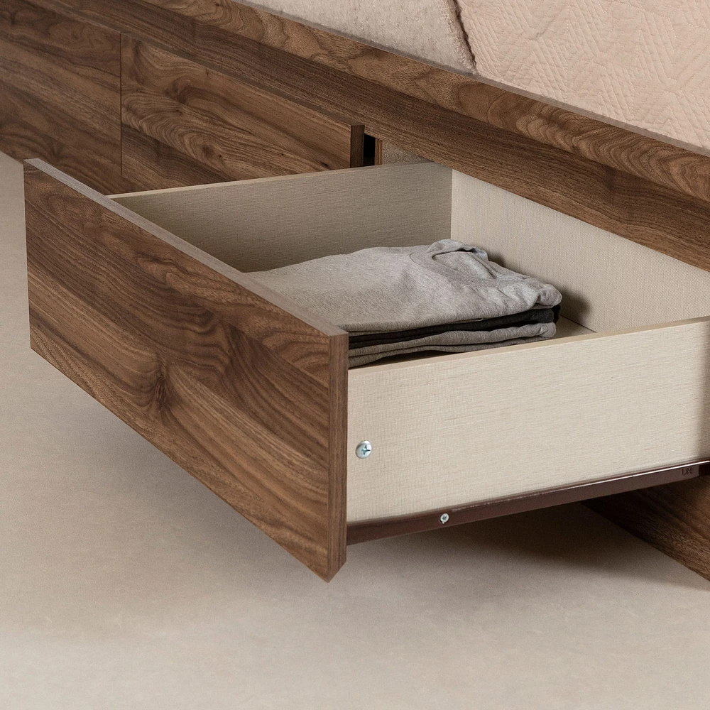 Twin Bed and Headboard Set - Yodi Natural Walnut