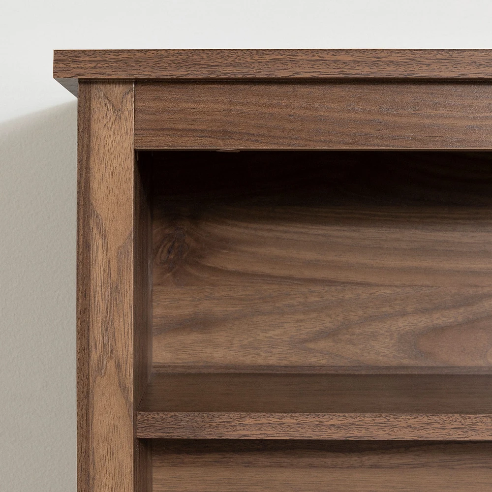 Twin Bed and Headboard Set - Yodi Natural Walnut