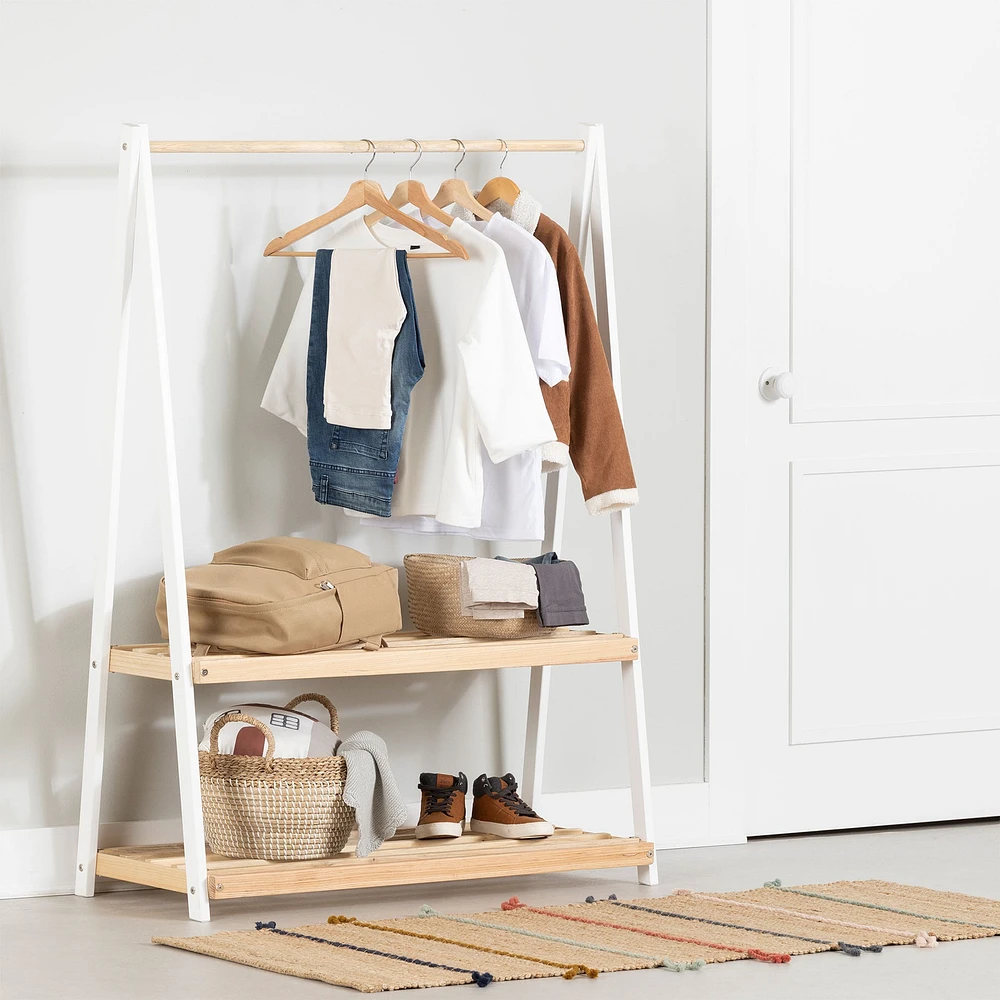 Clothes Rack with Storage Shelves - Sweedi White and Natural