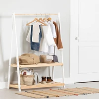 Clothes Rack with Storage Shelves - Sweedi White and Natural