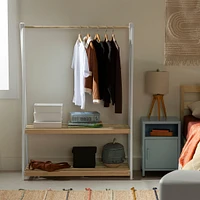 Clothes Rack with Storage Shelves - Sweedi White and Natural