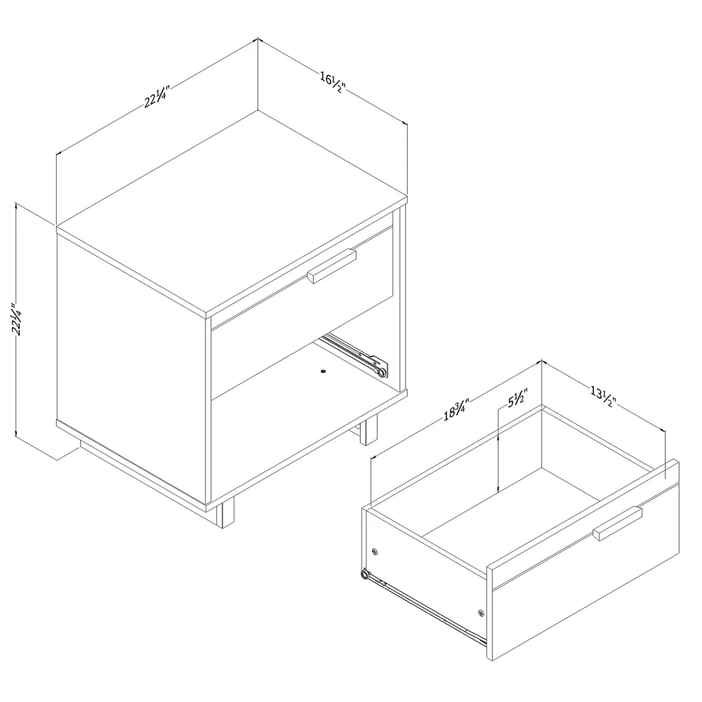 2-Drawer Nightstand - Noah Bleached Oak