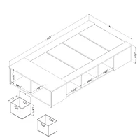 Lit Simple avec paniers de rangement - Avilla Chêne blanchi