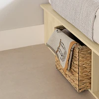 Lit Simple avec paniers de rangement - Avilla Chêne blanchi