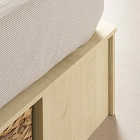 Lit Double avec paniers de rangement - Avilla Chêne blanchi