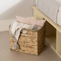 Lit Double avec paniers de rangement - Avilla Chêne blanchi