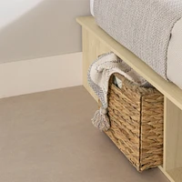 Lit Double avec paniers de rangement - Avilla Chêne blanchi