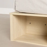Lit Double avec paniers de rangement - Avilla Chêne blanchi