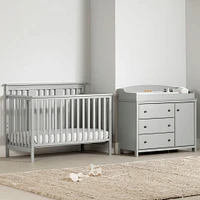 Ensemble lit de bébé et table à langer avec pourtour amovible - Cotton Candy Gris clair