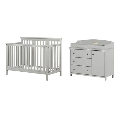 Ensemble lit de bébé et table à langer avec pourtour amovible - Cotton Candy Gris clair