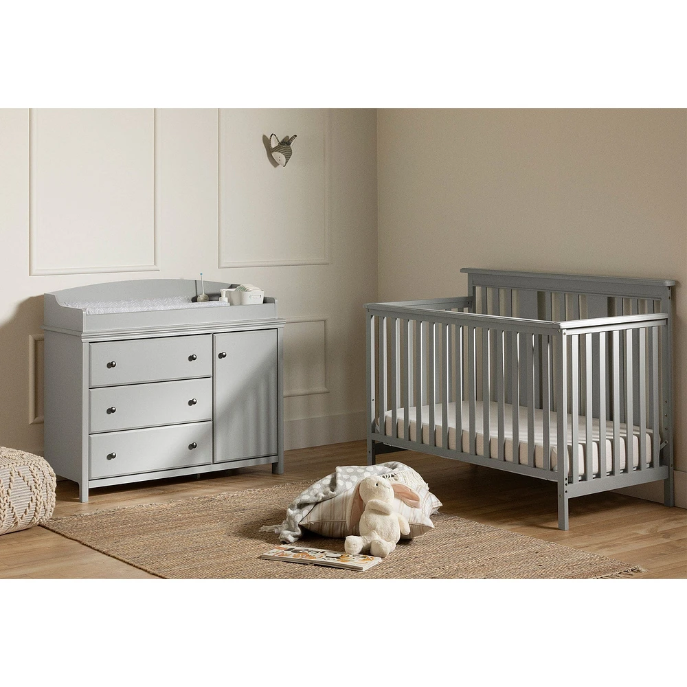 Ensemble lit de bébé et table à langer avec pourtour amovible - Cotton Candy Gris clair