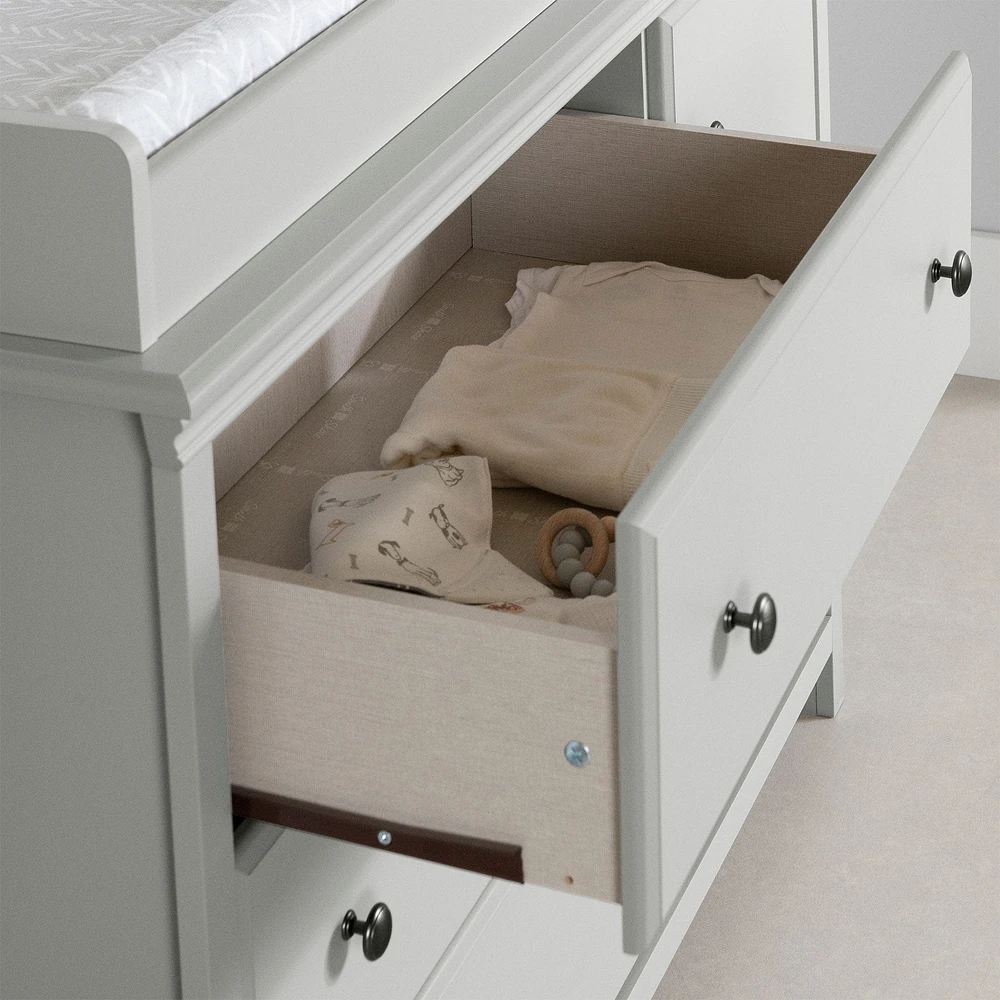 Ensemble lit de bébé et table à langer avec pourtour amovible - Cotton Candy Gris clair