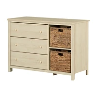 Commode 3 tiroirs avec paniers - Cotton Candy Chêne blanchi