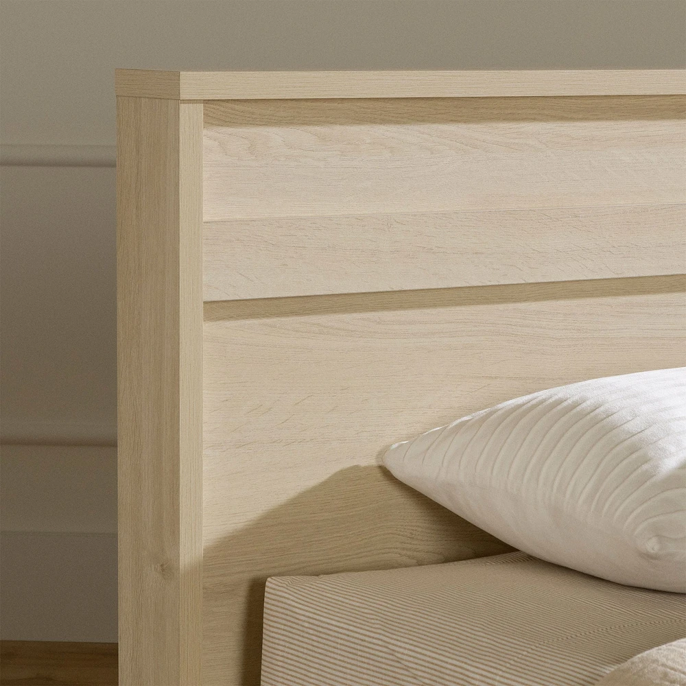 Complete Bed with Headboard - August Bleached Oak