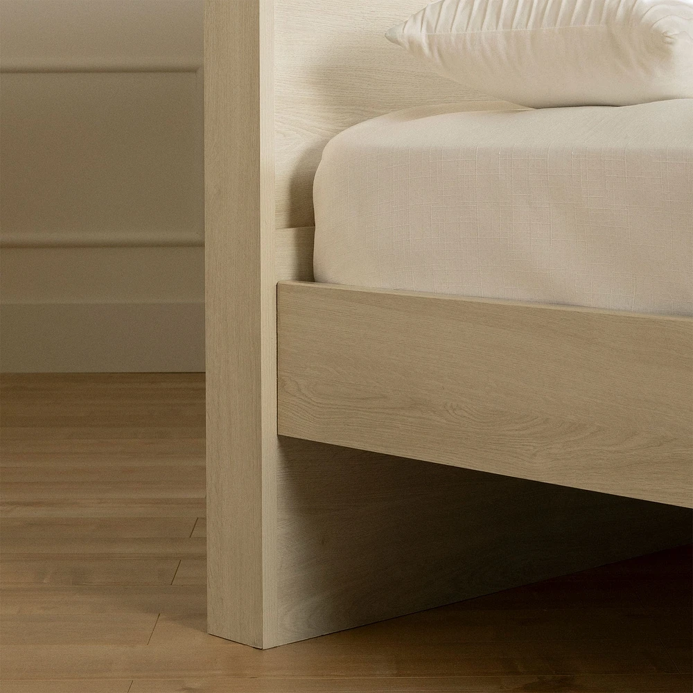 Complete Bed with Headboard - August Bleached Oak