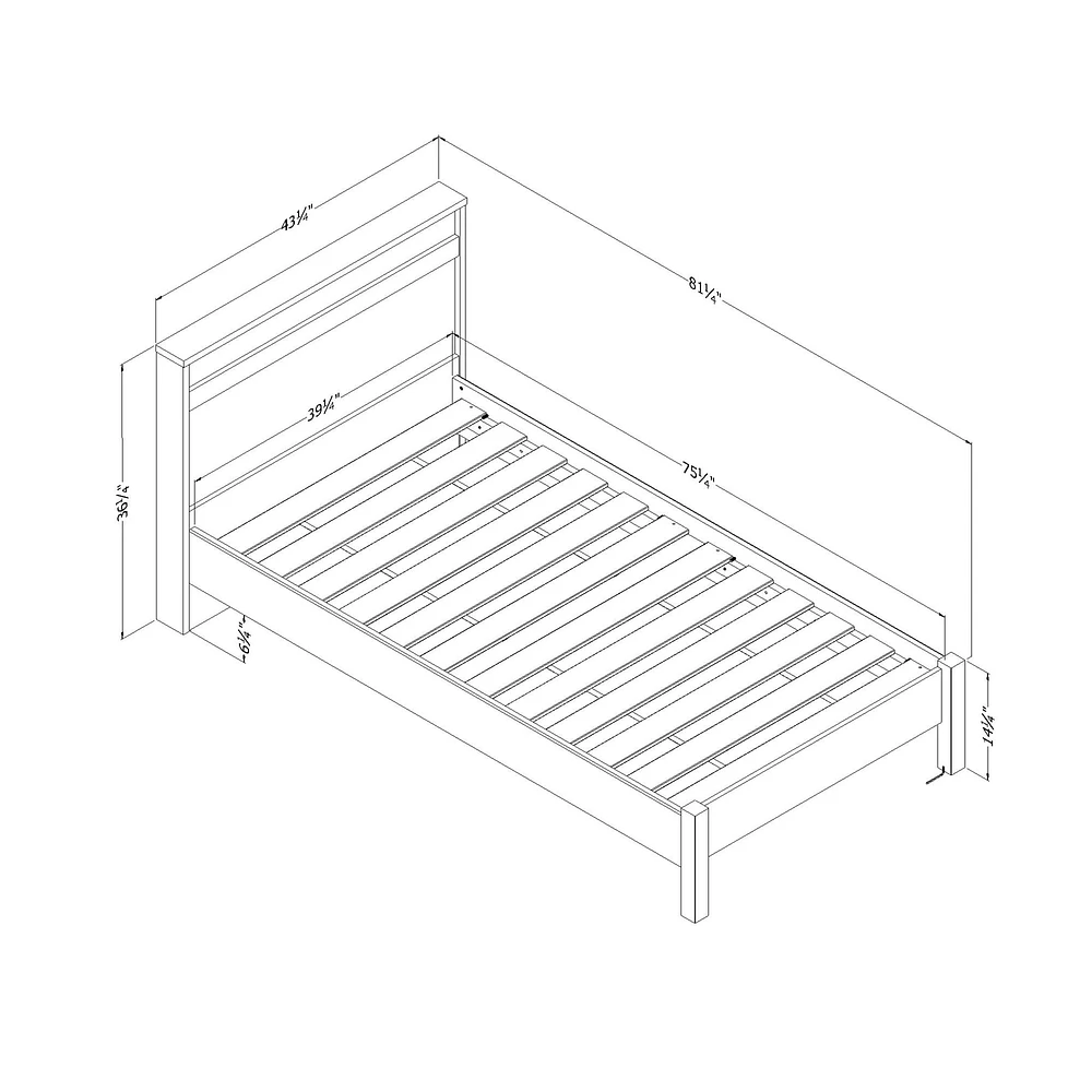 Complete Bed with Headboard - August Bleached Oak