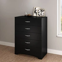 Commode 5 Tiroirs Step One - Noir Solide