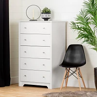 Commode 5 Tiroirs Vito - Blanc Solide