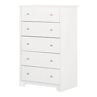 Commode 5 Tiroirs Vito - Blanc Solide