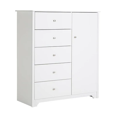 Vito Door Chest with 5 Drawers - Pure White