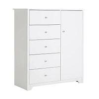 Vito Door Chest with 5 Drawers - Pure White