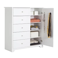 Vito Door Chest with 5 Drawers - Pure White