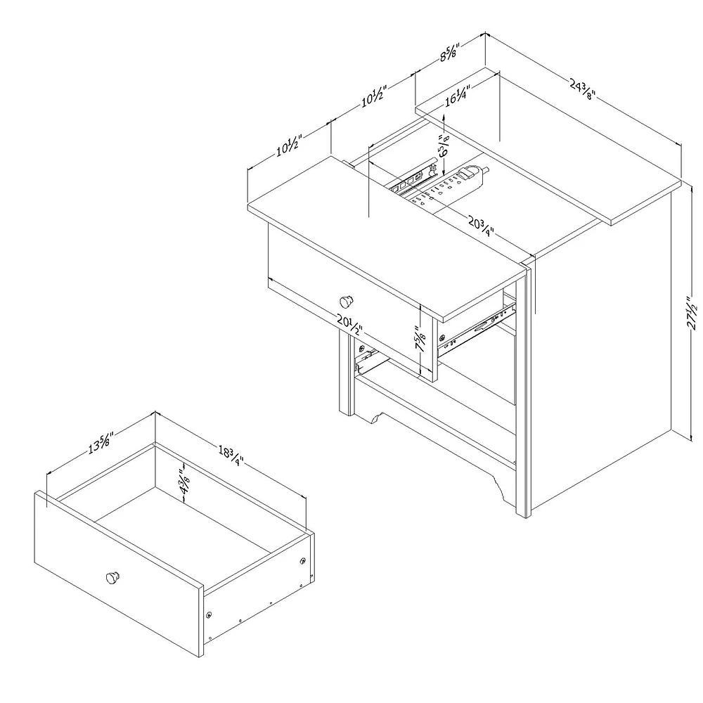 Nightstand Charging Station - Vito Pure White