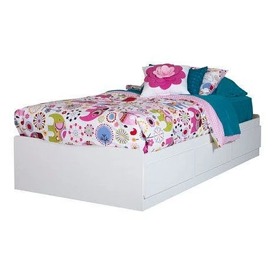 Vito Twin Mates Bed with 3 Drawers - Pure White