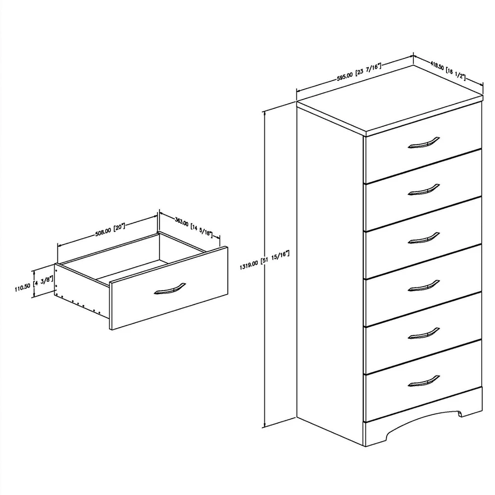 Step One 6-drawer lingerie chest  - Chocolate