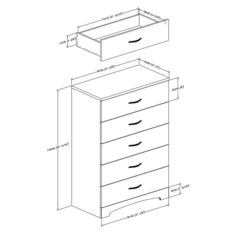 Commode 5 Tiroirs Step One