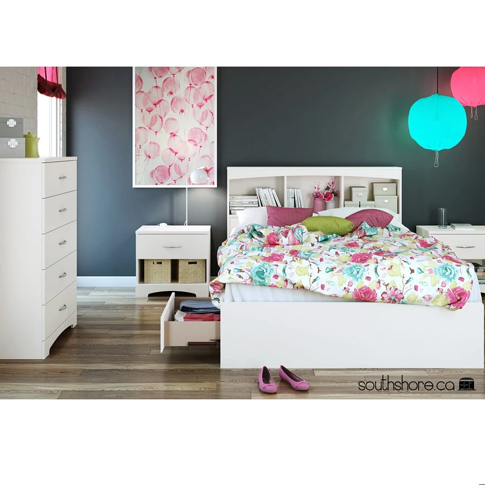 Step One Double Bookcase Headboard - Pure White