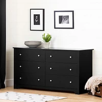 Commode Double 6 Tiroirs Vito - Noir Solide