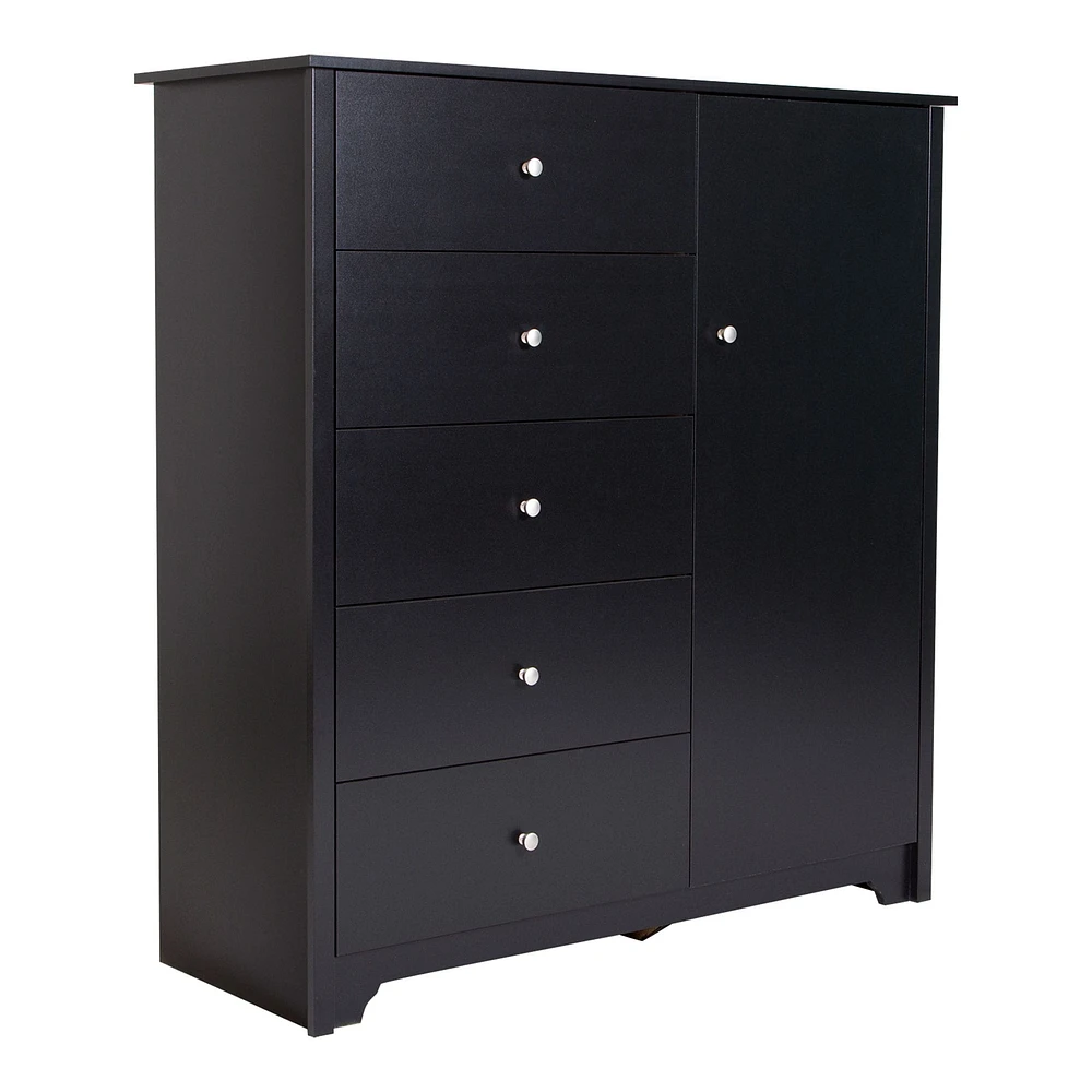 Commode à porte 5 tiroirs - Vito Noir solide